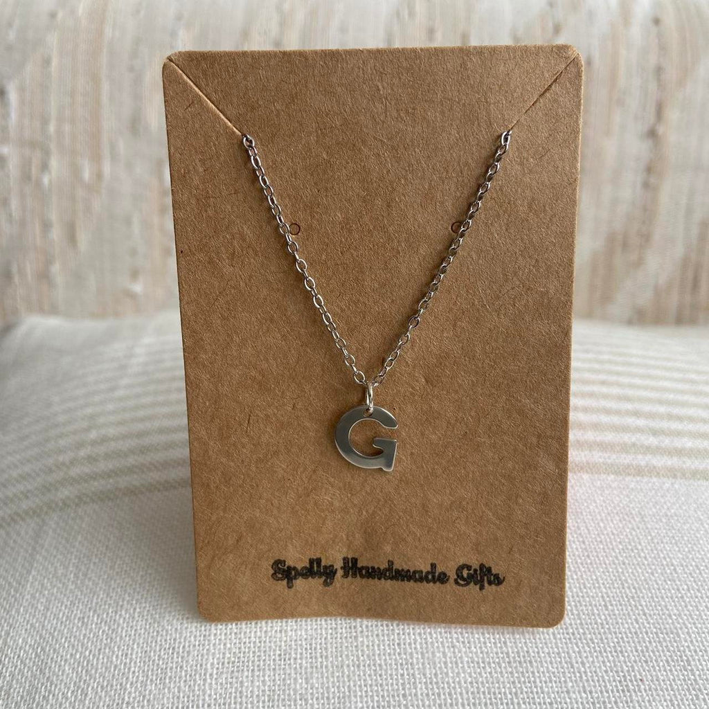 Silver Letter G Initial Pendant Chain Necklace - Image 3