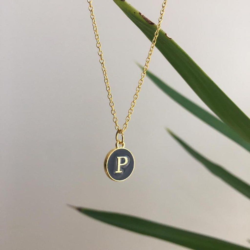 Letter P Initial Pendant Chain Necklace Hand Made