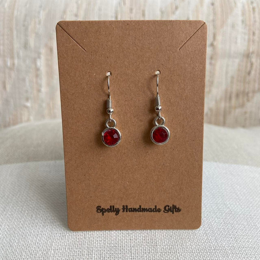 Ruby Red Gem Dangle Earrings Silver Accents Hand - Image 2