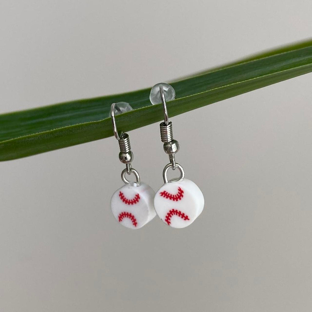 Baseball Polymer Clay Dangle Earrings With Silver - Image 5