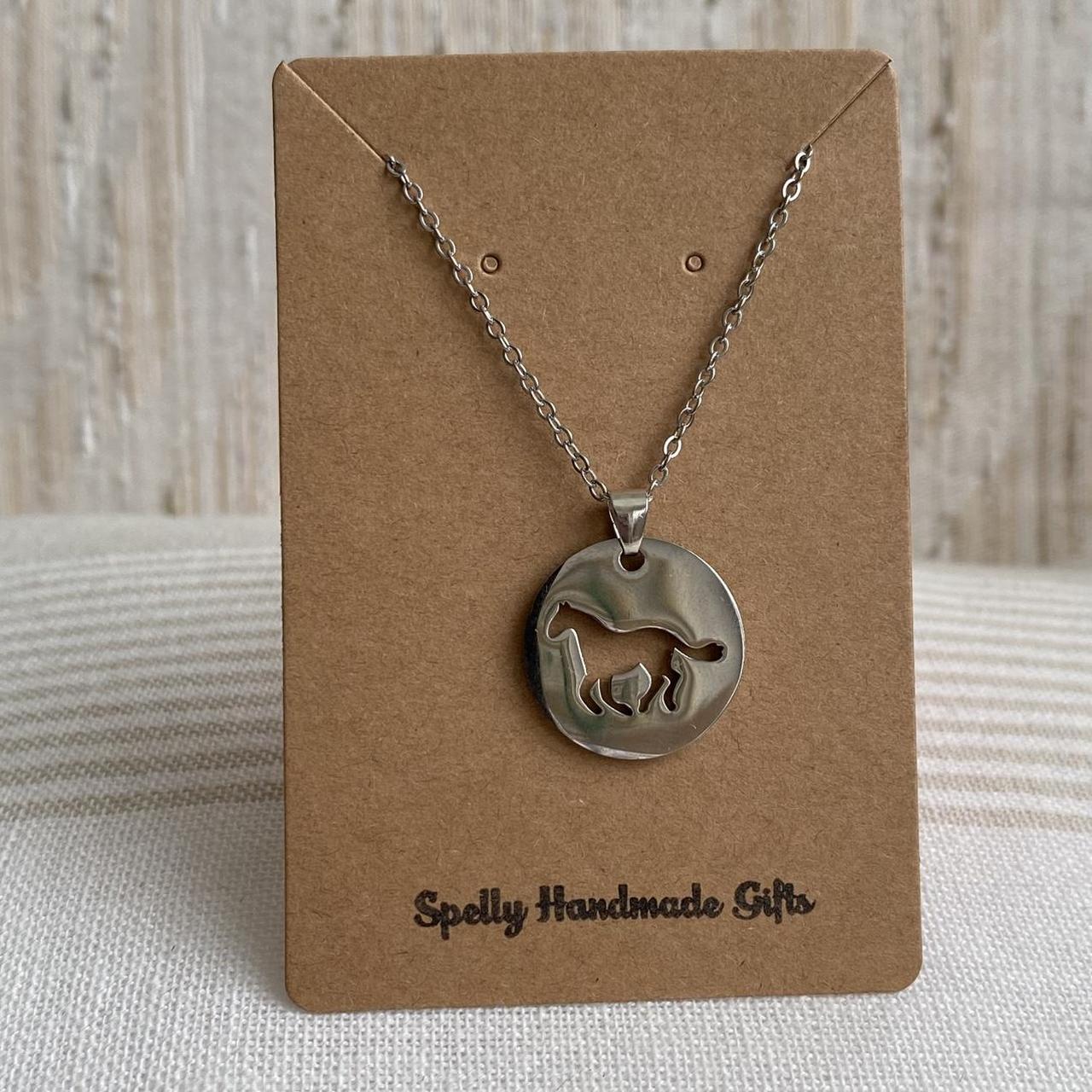 Silver Circle Cutout Horse Pendant Chain Necklace - Image 5