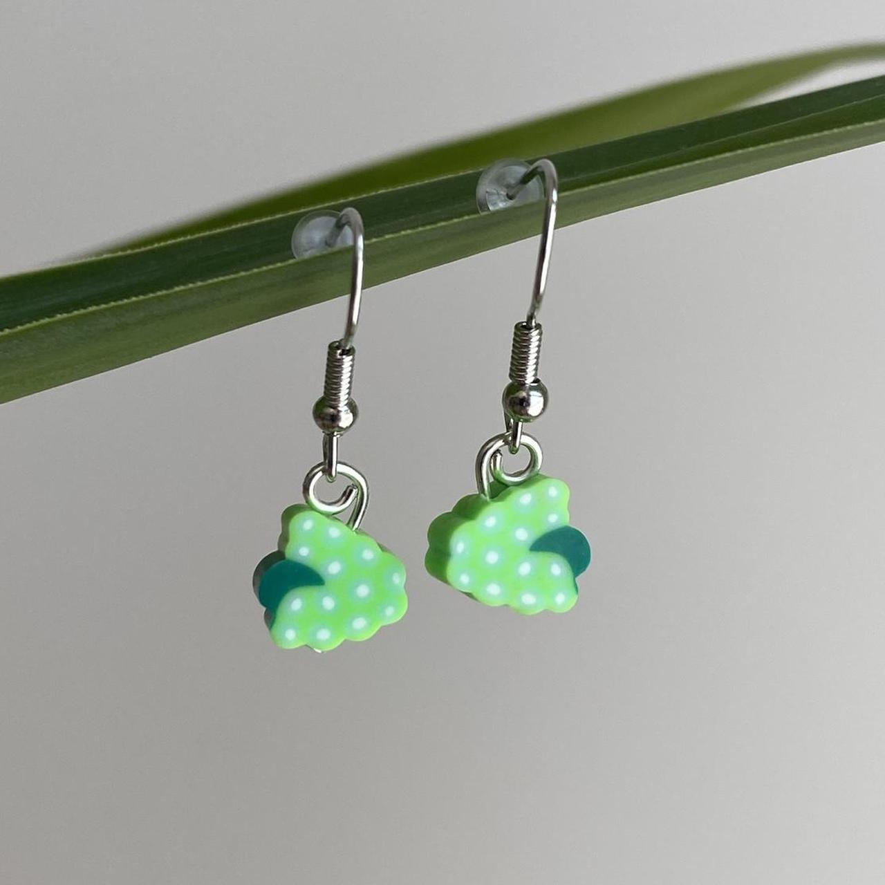 Green Grapes Fruit Polymer Clay Dangle Earrings With - Image 4