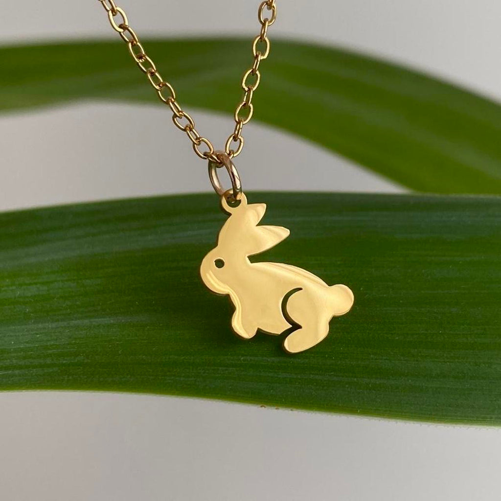 Petite Gold Bunny Rabbit Pendant Chain Necklace 18