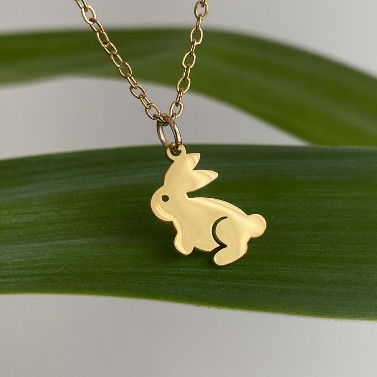 Petite Gold Bunny Rabbit Pendant Chain Necklace 18