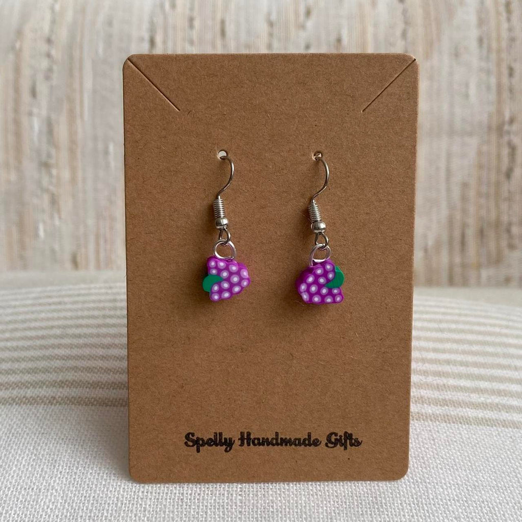 Purple Grape Fruit Polymer Clay Dangle Earrings With - Image 4