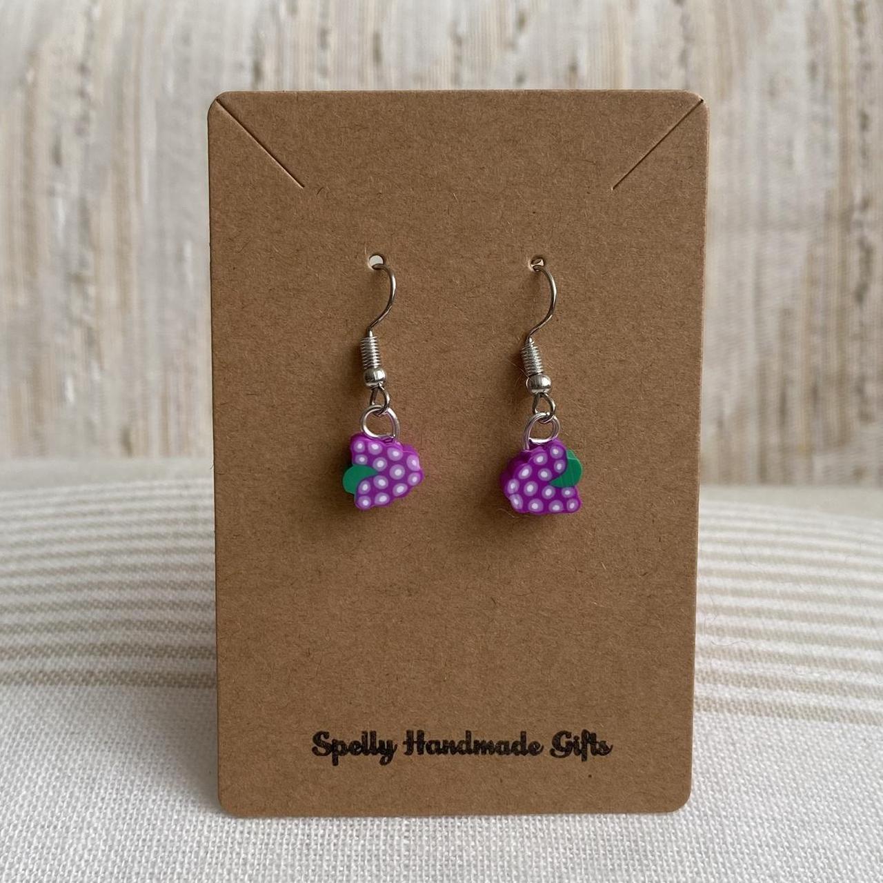 Purple Grape Fruit Polymer Clay Dangle Earrings With - Image 4