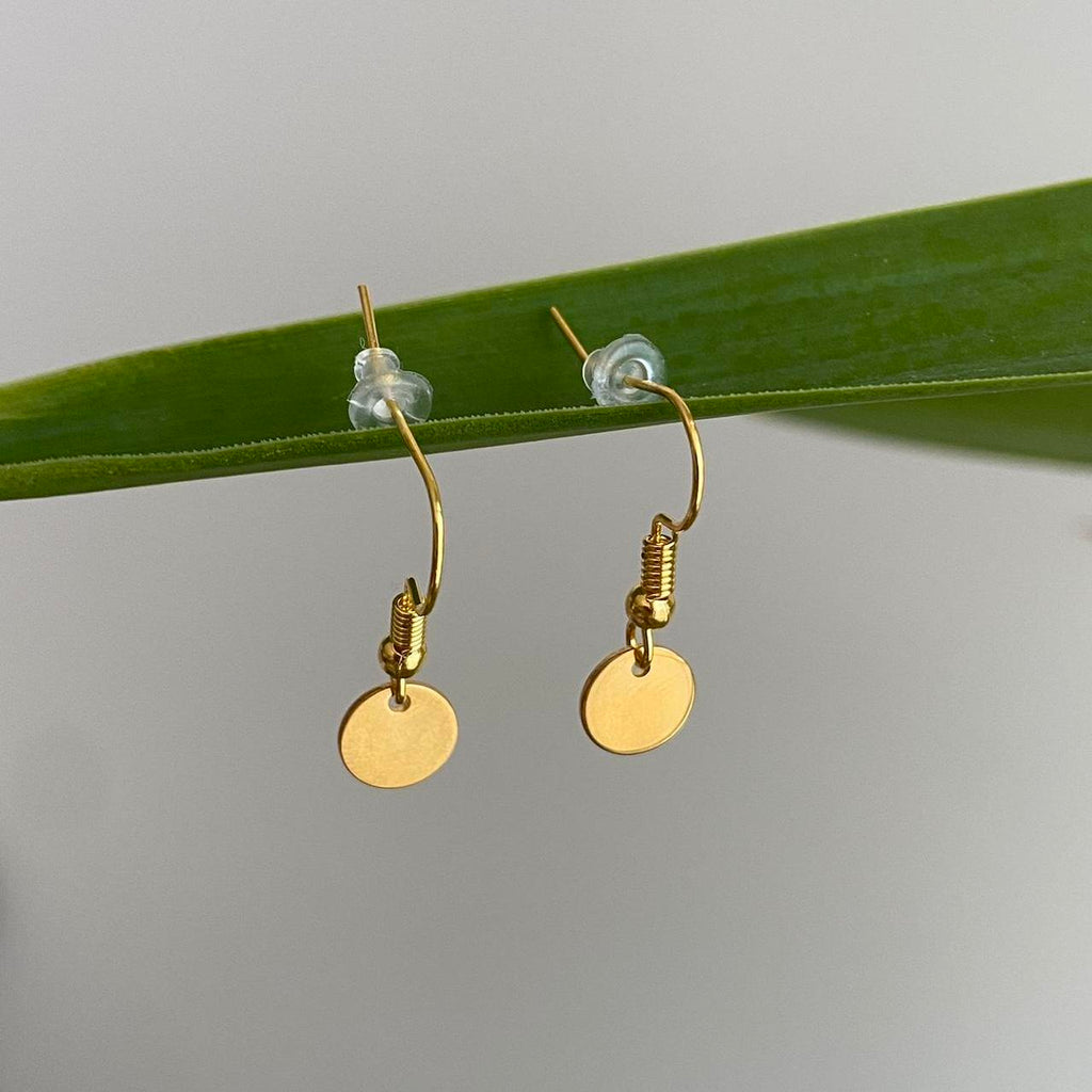 Gold Circle Dangle Earrings 100 Medical Grade - Image 3