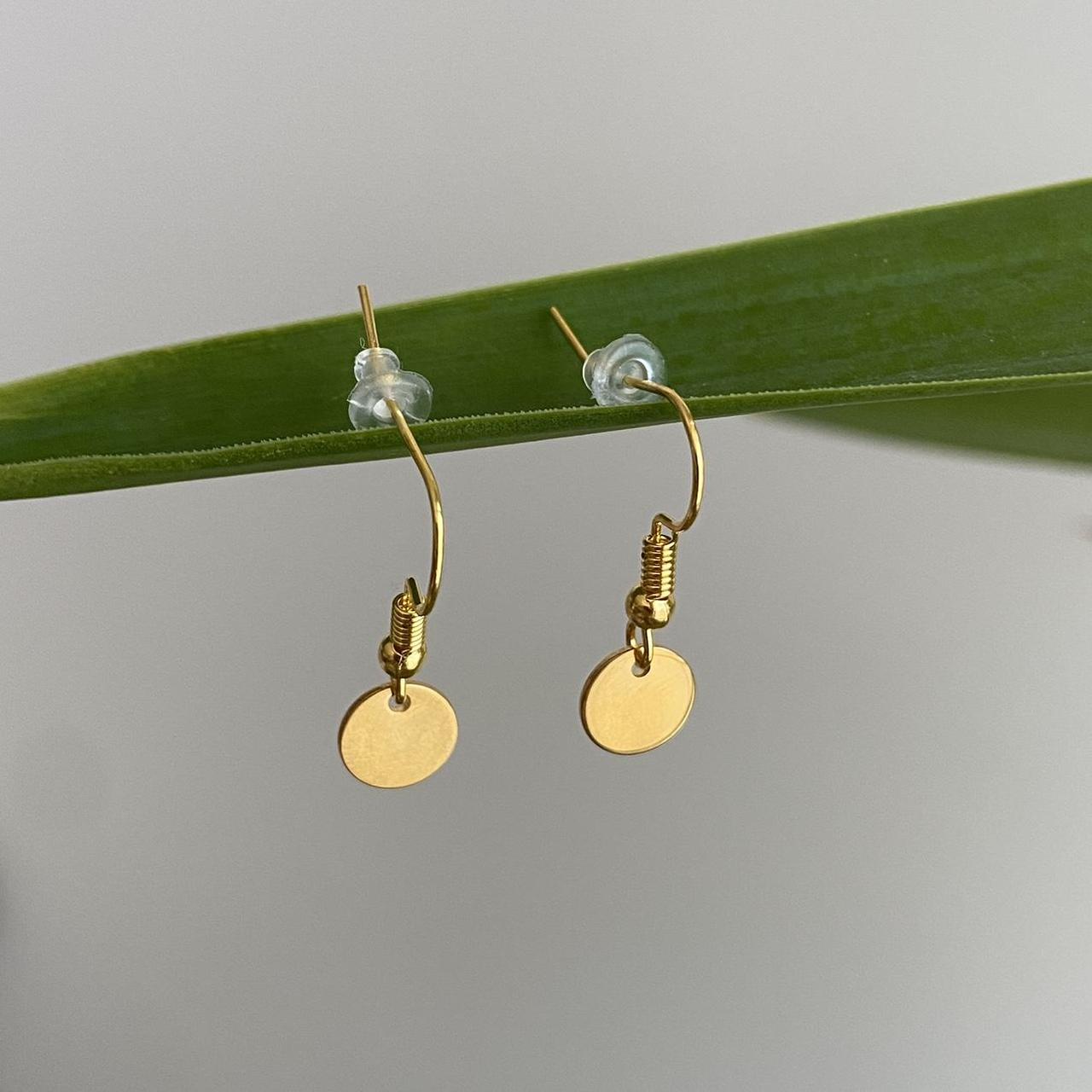 Gold Circle Dangle Earrings 100 Medical Grade - Image 3