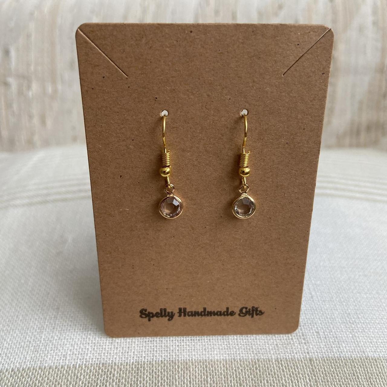 Circle Diamond Gold Dangle Earrings Hand Made - Image 4