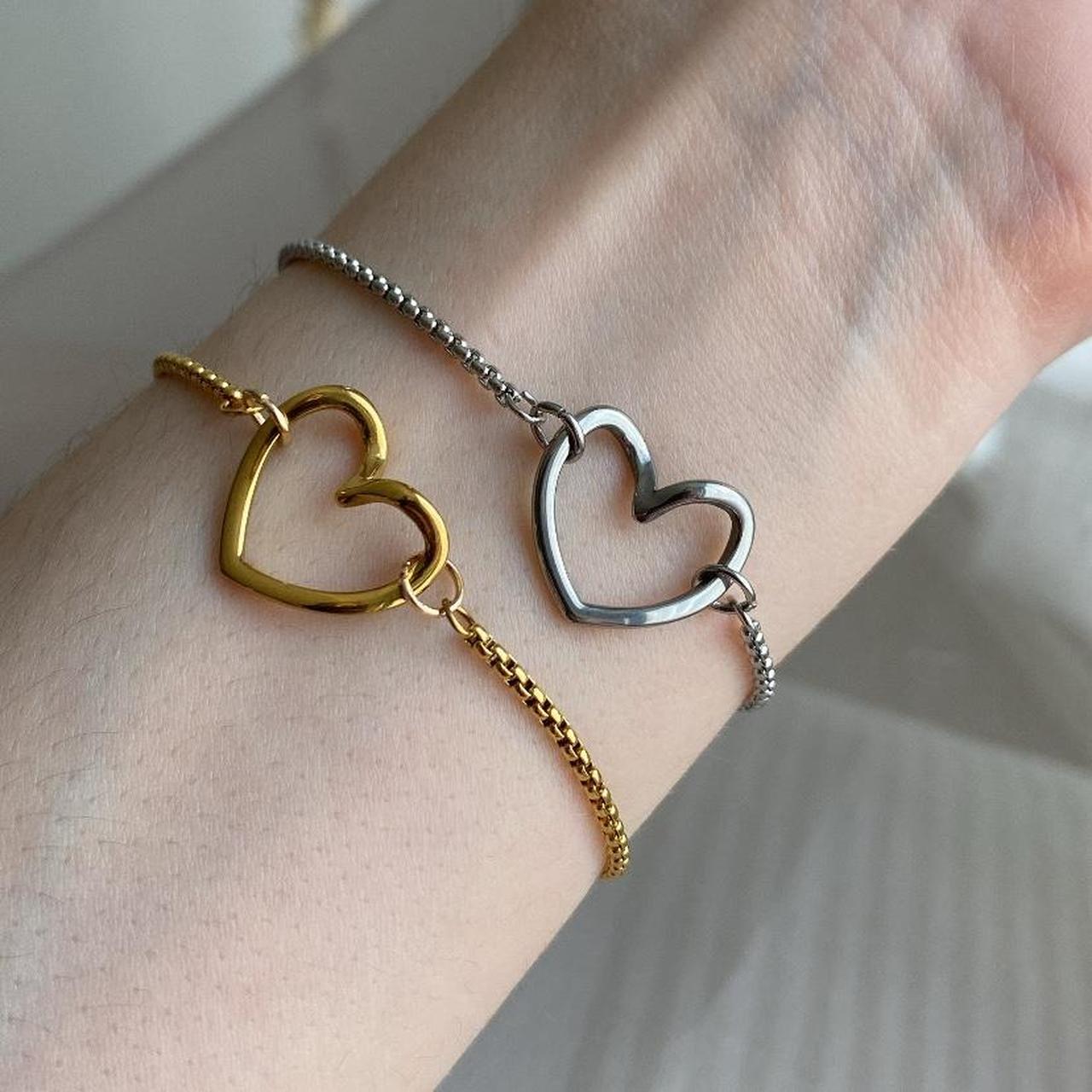 Organically Shaped Hollow Silver Heart Adjustable