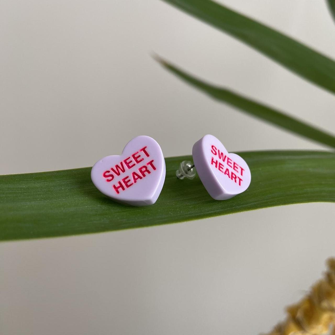 Purple Sweet Heart Valentines Day Candy Shaped Stud - Image 2