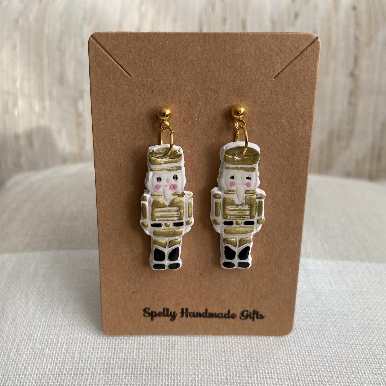 Made To Order Gold Nutcracker Polymer Clay Dangle - Image 2