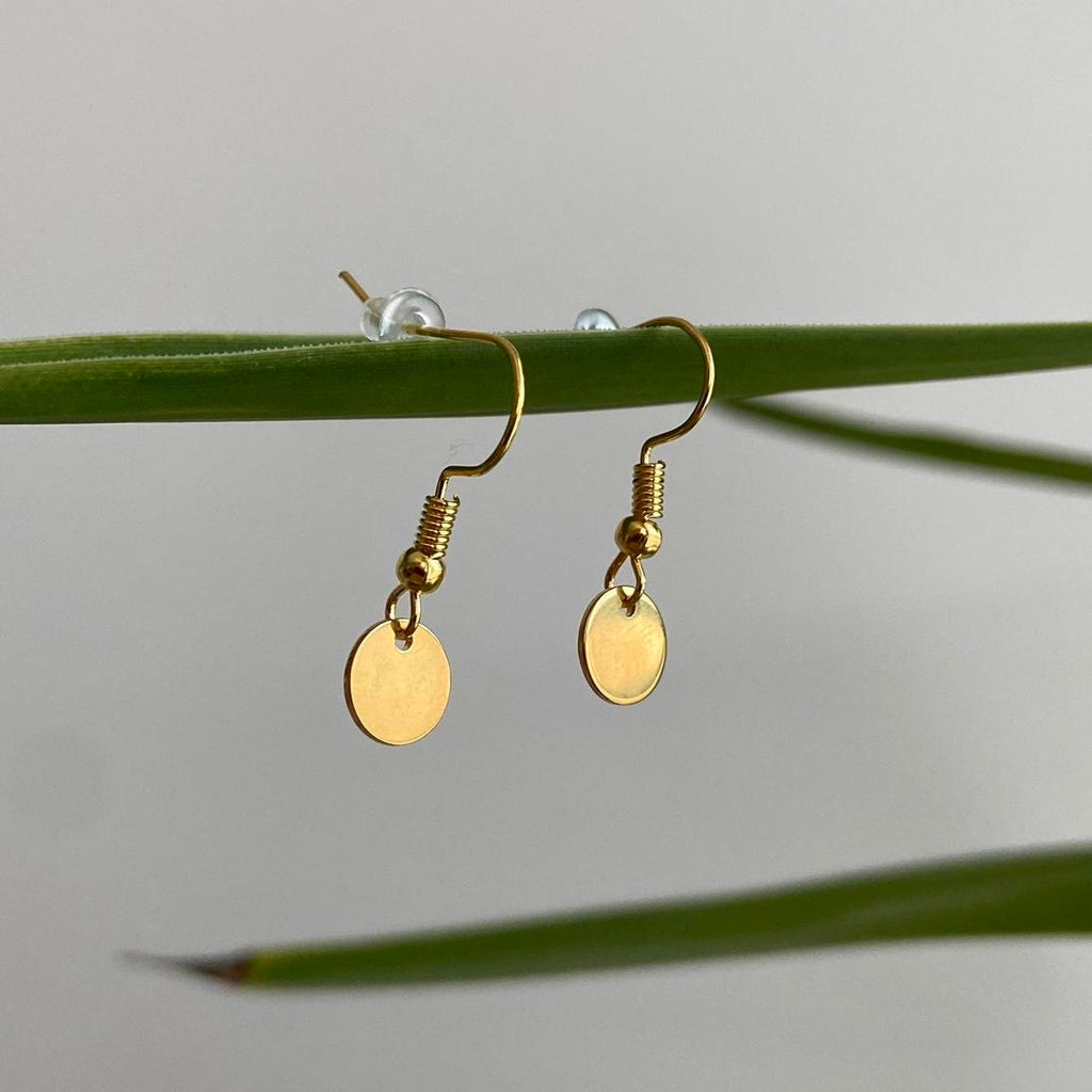 Gold Circle Dangle Earrings 100 Medical Grade - Image 2