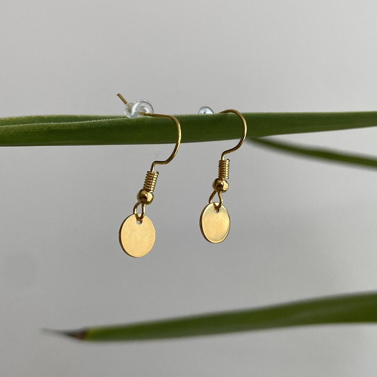 Gold Circle Dangle Earrings 100 Medical Grade - Image 2