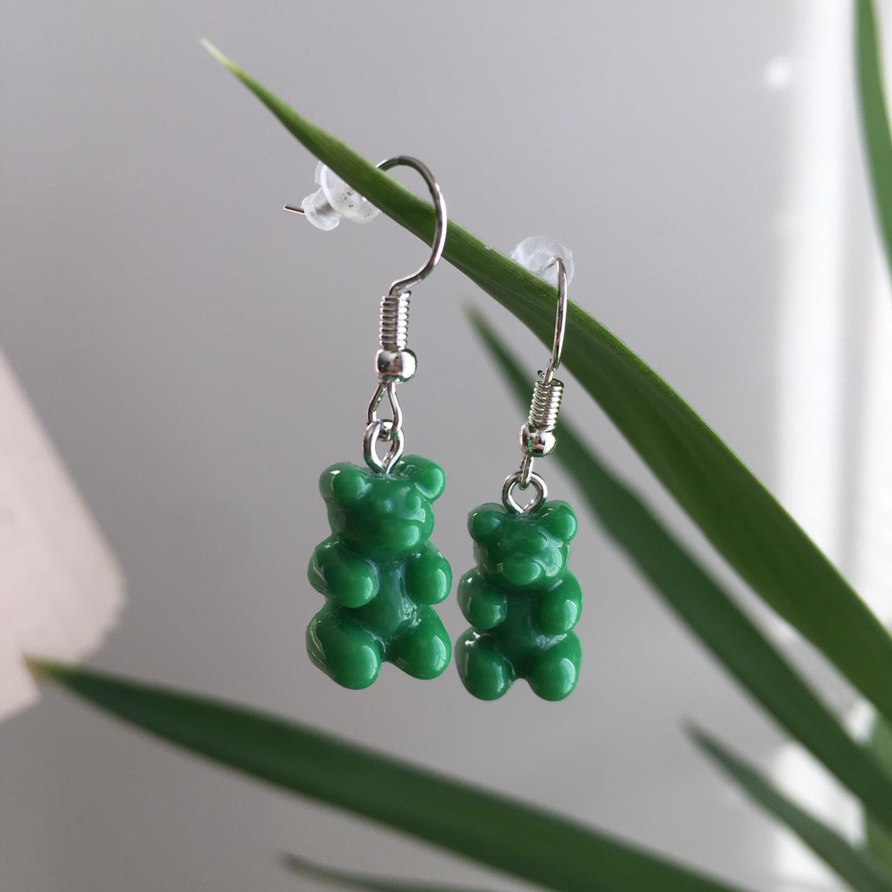 Cute Hand Made Resin Dark Green Gummy Bear Drop - Image 2