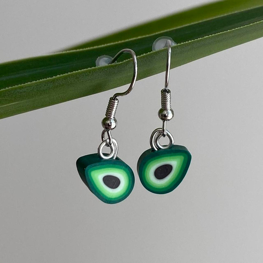 Green Avocado Fruit Polymer Clay Dangle Earrings
