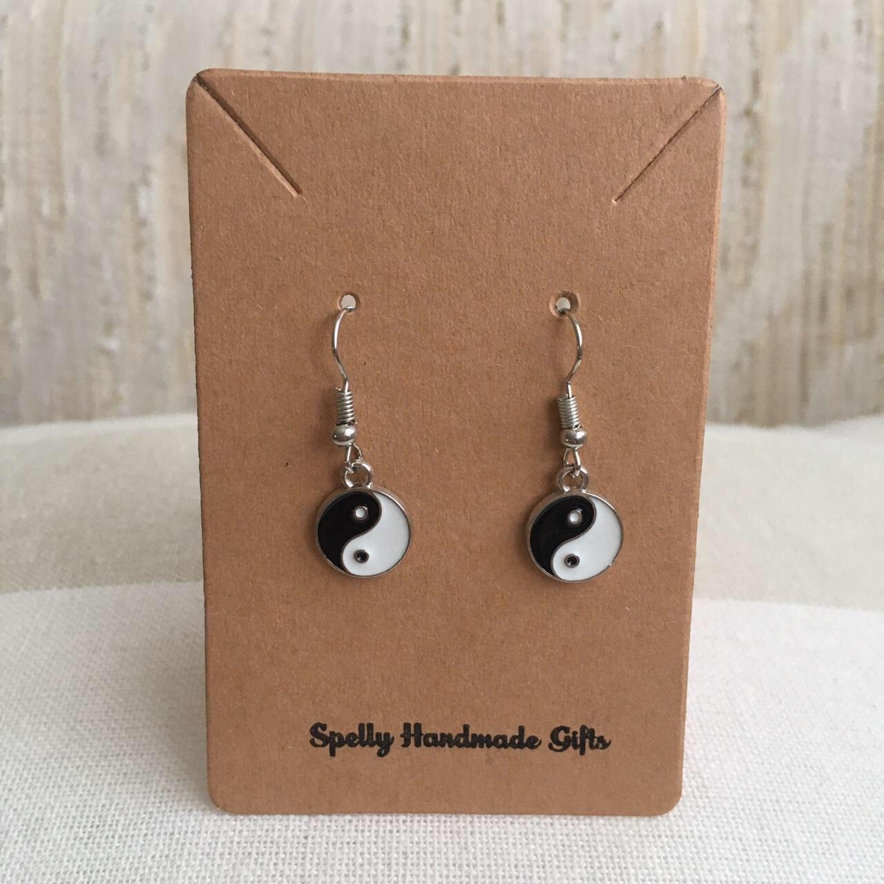 Yin Yang Dangle Drop Earrings In Cute Silver - Image 3