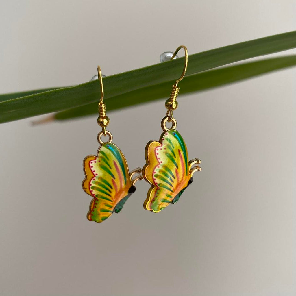 Yellow Green Orange Butterfly Enamel Dangle - Image 2