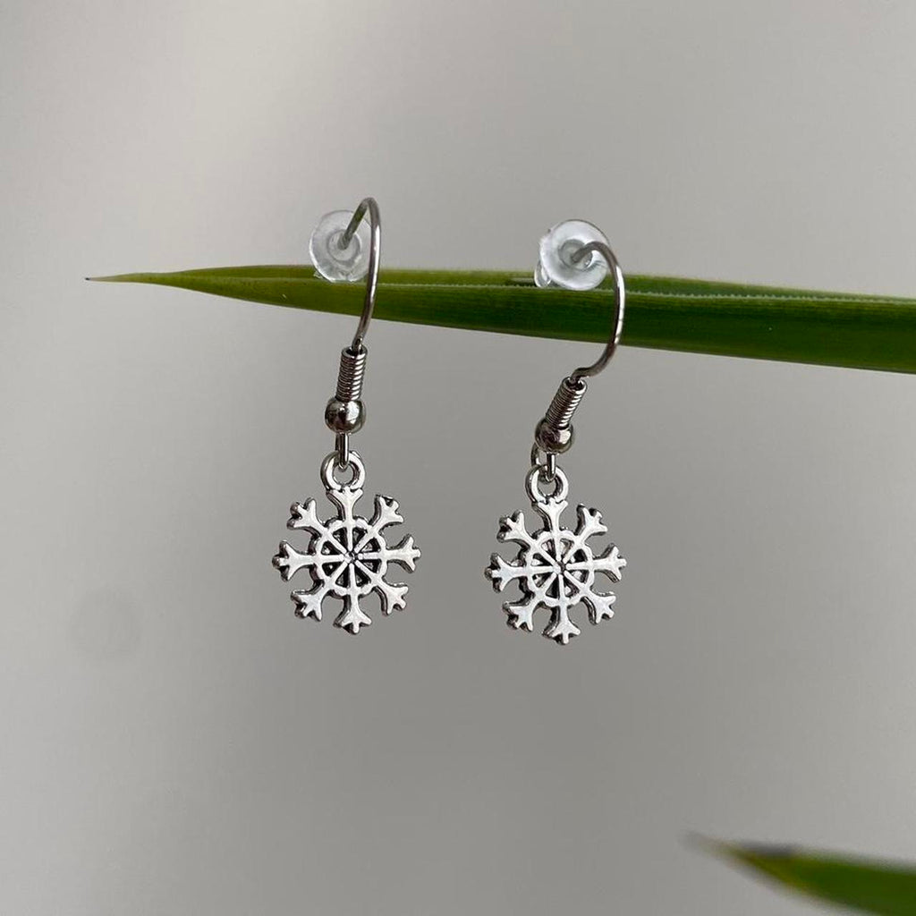 Small Silver Snowflake Dangle Earrings Also