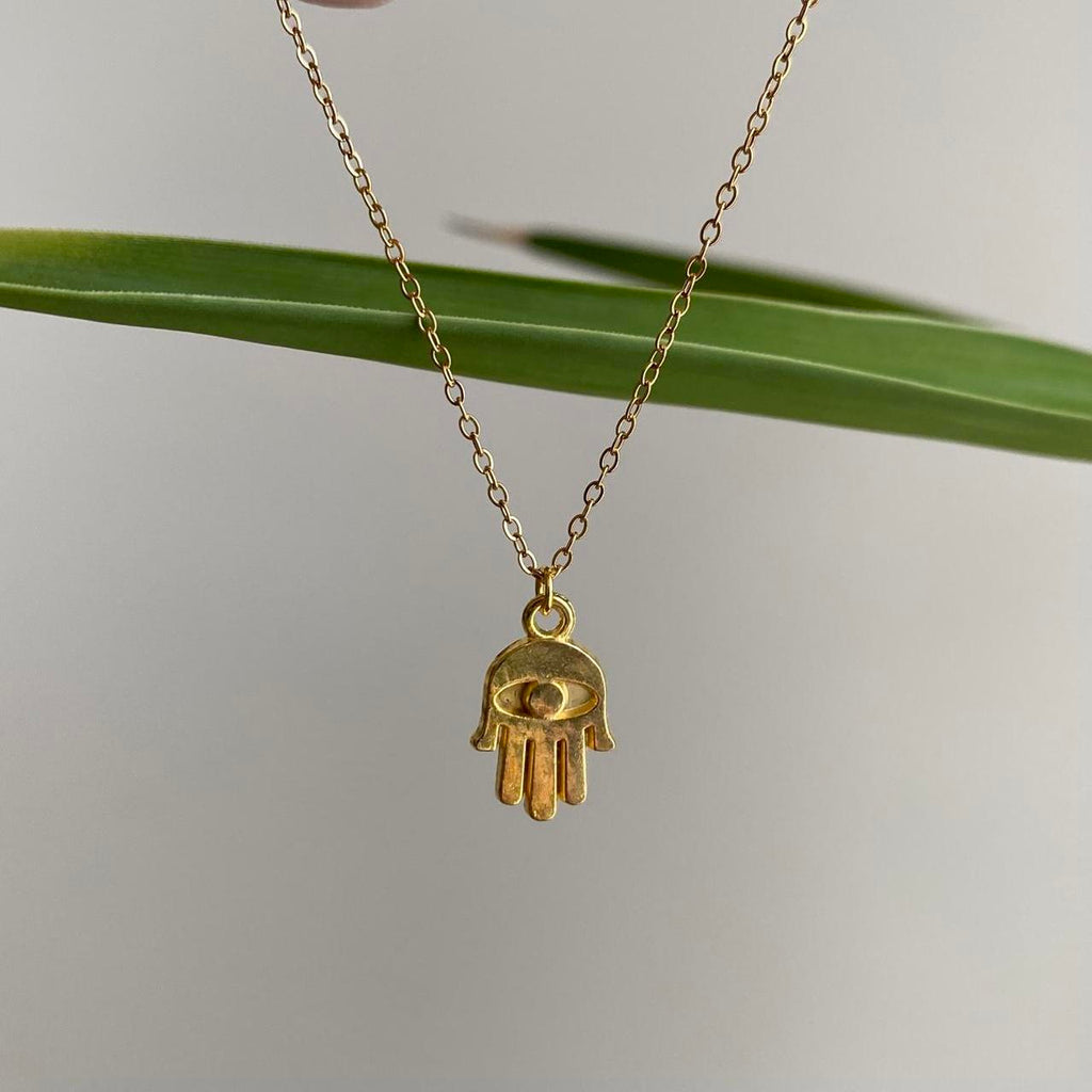 Gold Hamsa Hand Of Protection Pendant Chain - Image 2