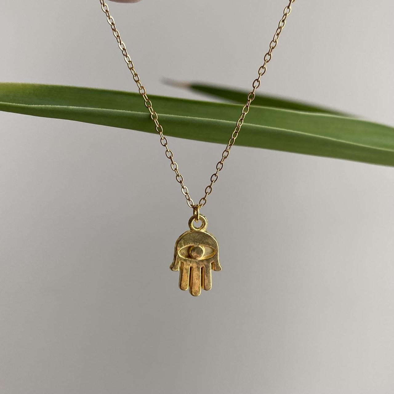 Gold Hamsa Hand Of Protection Pendant Chain - Image 2