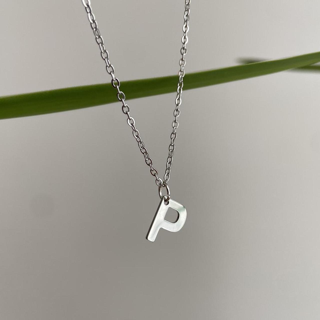 Silver Letter P Initial Pendant Chain Necklace
