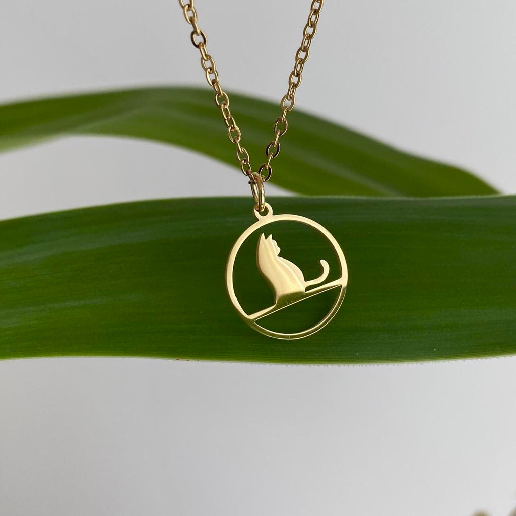 Curious Cat Pendant Chain Necklace Also Available