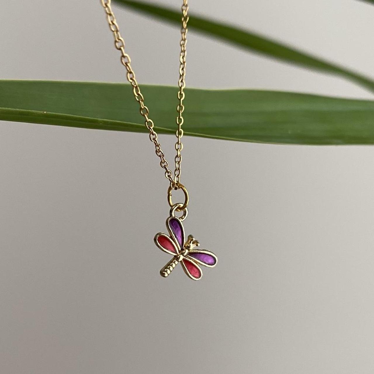 Purple And Red Enamel Dragonfly Pendant Chain - Image 5
