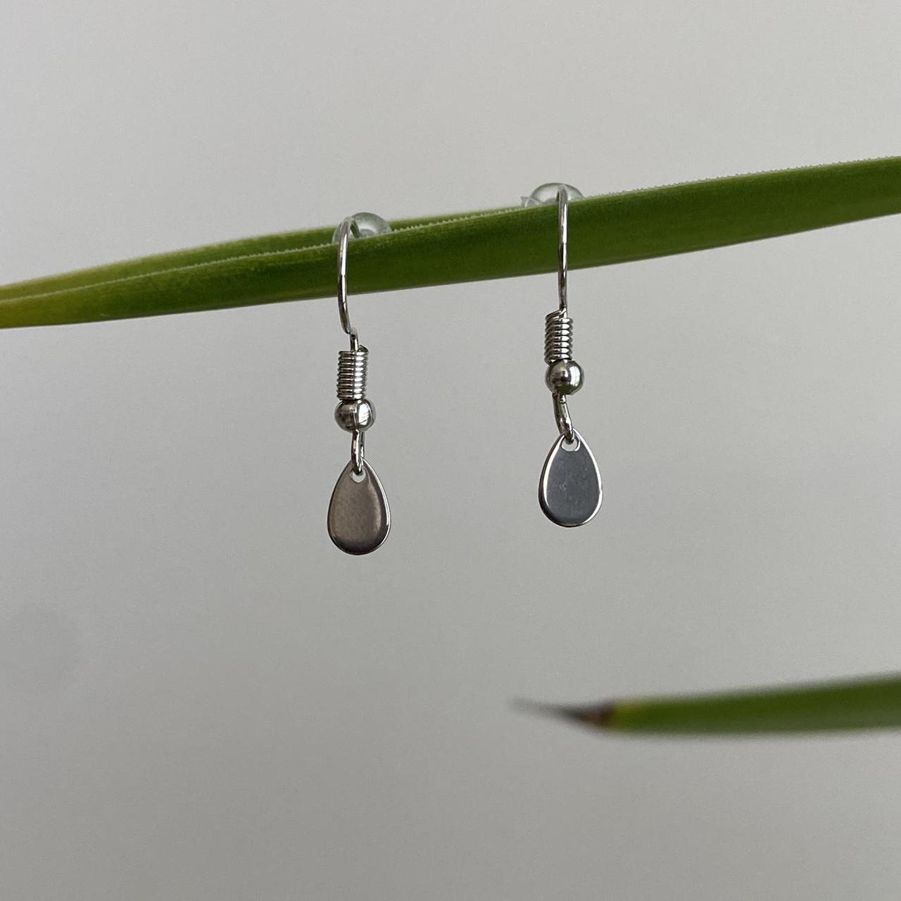 Petite Minimalist Silver Teardrop Dangle - Image 3