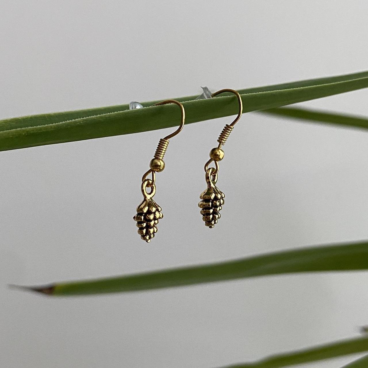 Gold Pinecone Dangle Earrings Also Comes In - Image 3