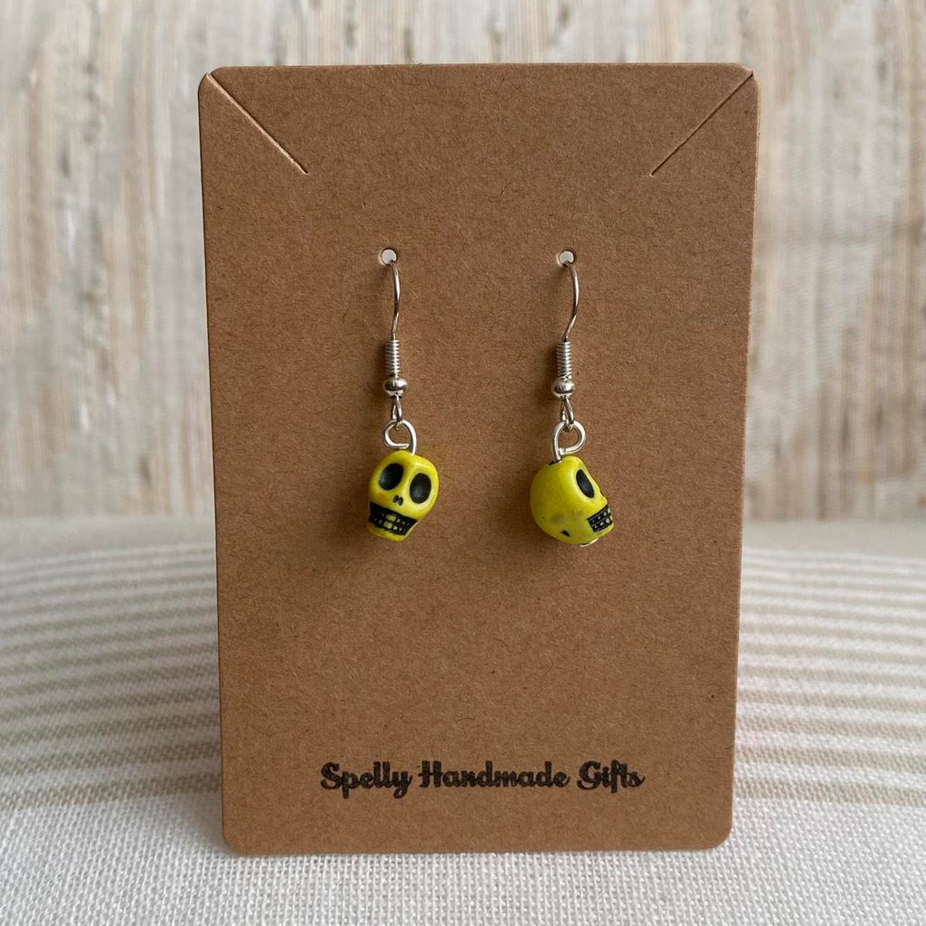 Cinco De Mayo Yellow And Black Skull Dangle Earrings - Image 3