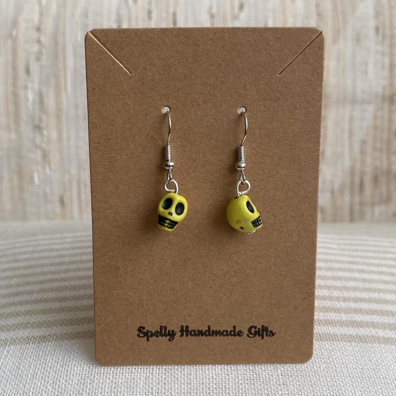 Cinco De Mayo Yellow And Black Skull Dangle Earrings - Image 3