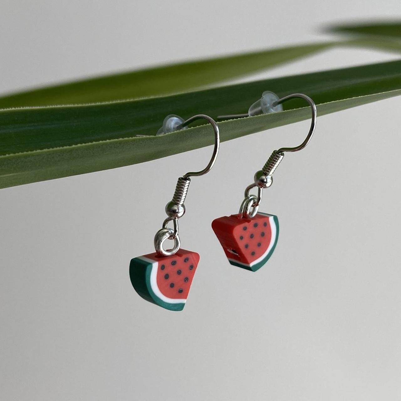 Watermelon Fruit Polymer Clay Dangle Earrings With - Image 2