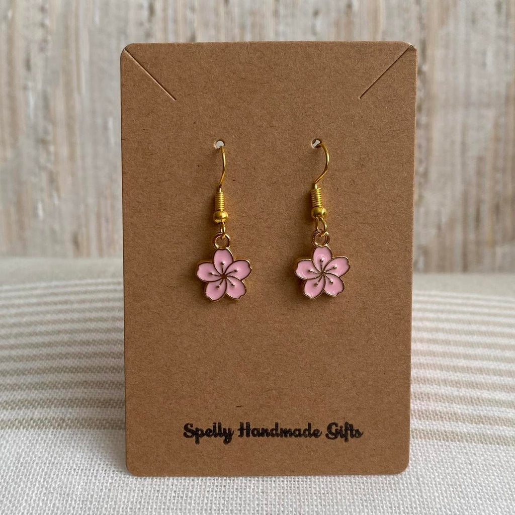 Pink Enamel Tropical Hibiscus Flower Dangle Earrings - Image 4