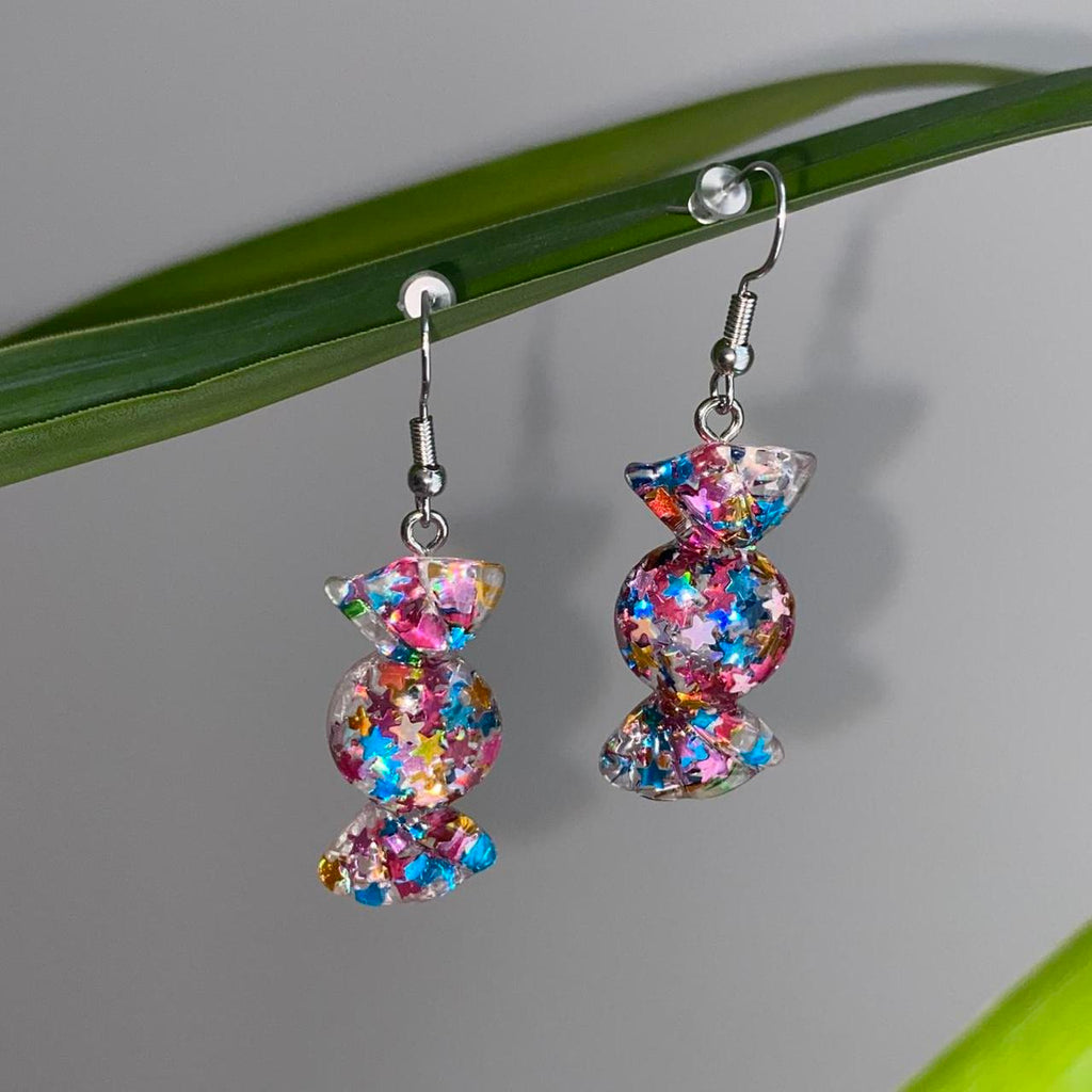 Sparkly Resin Rainbow Candy Dangle Earrings With - Image 2