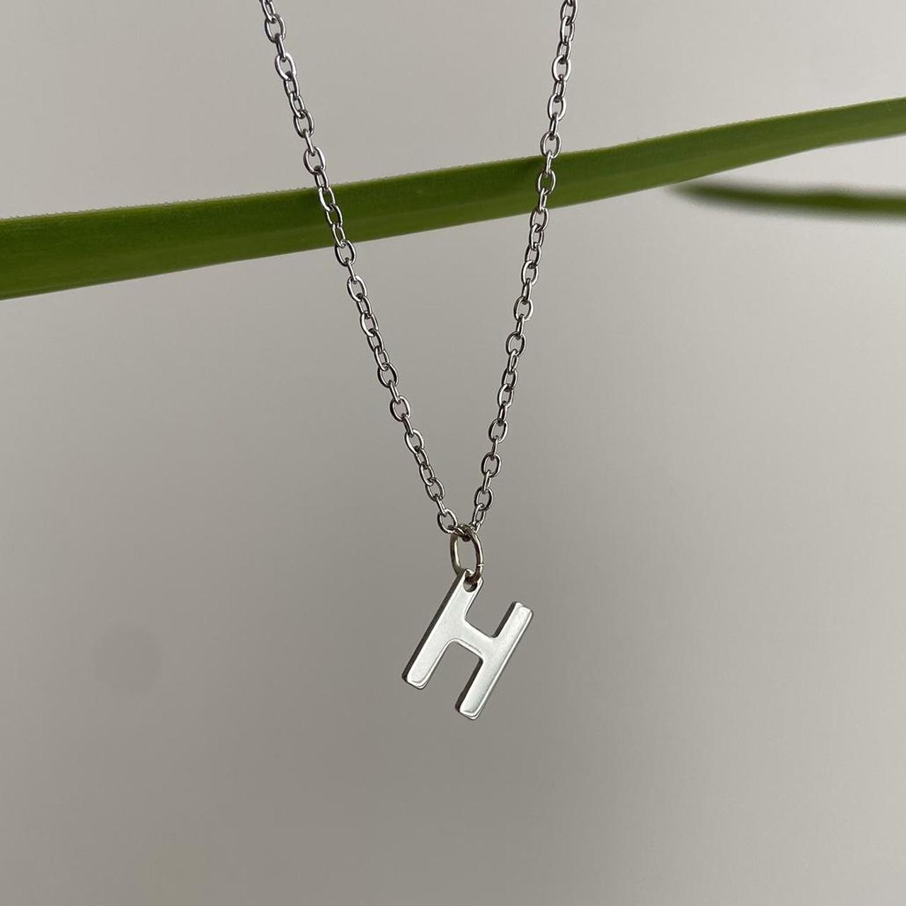Silver Letter H Initial Pendant Chain Necklace