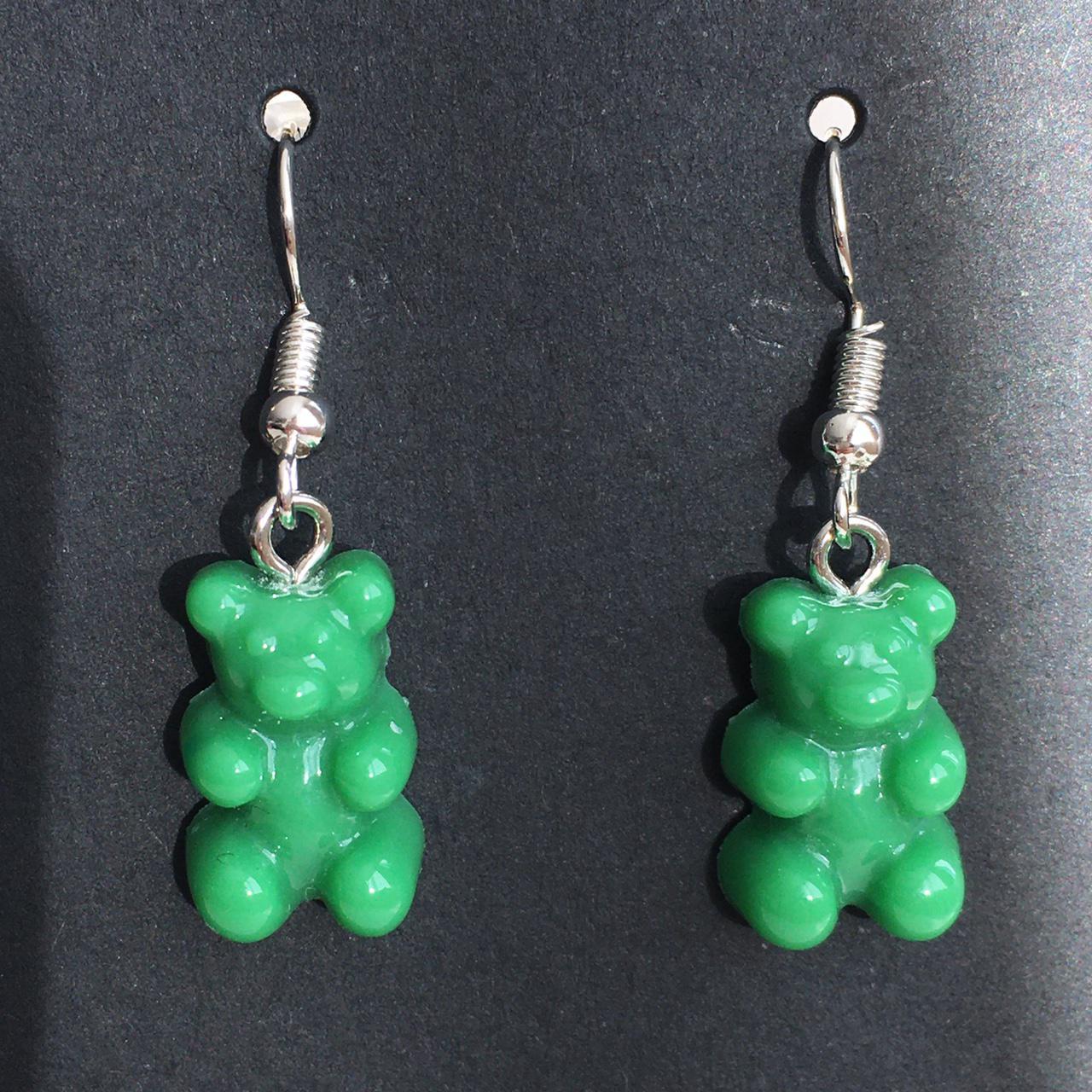 Cute Hand Made Resin Dark Green Gummy Bear Drop - Image 4