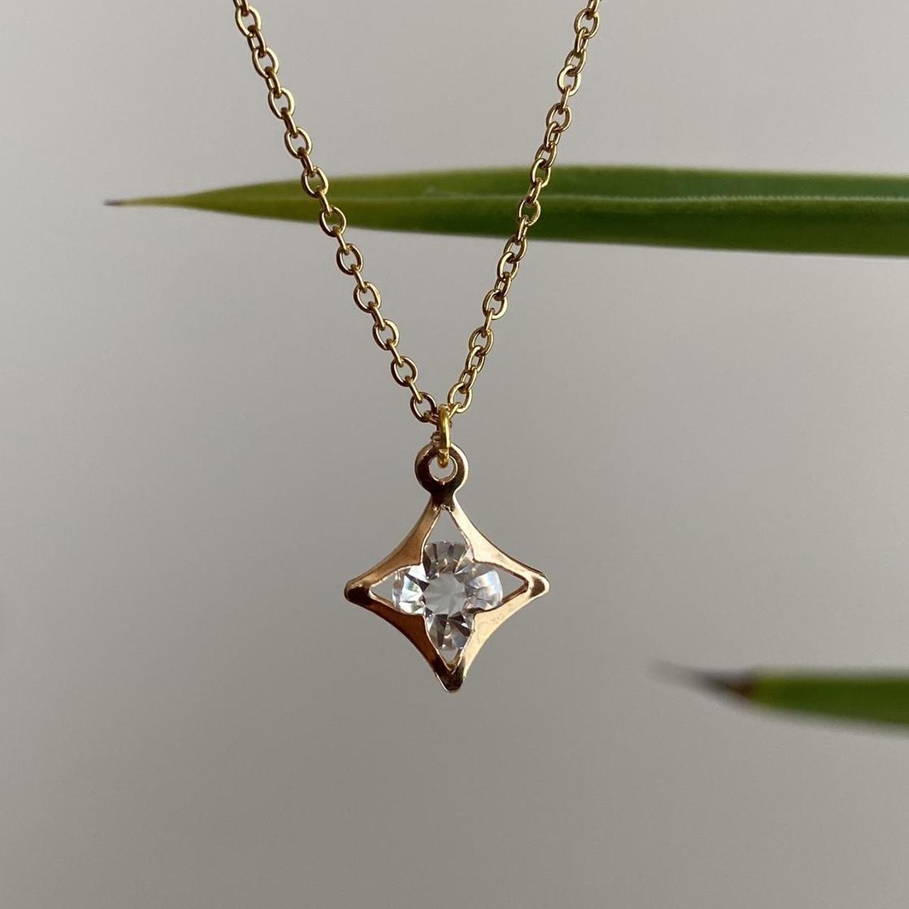 Diamond Gold Pendant Chain Necklace 18 Karat Gold - Image 7