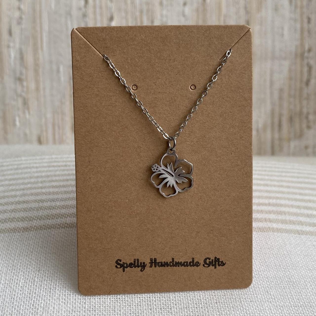 Tropical Silver Hibiscus Flower Pendant Chain - Image 5