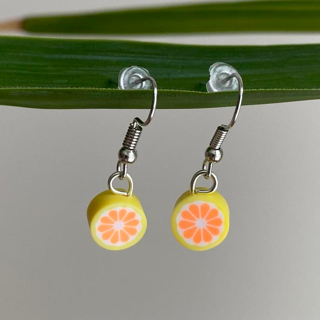 Guava Fruit Polymer Clay Dangle Earrings With Silver