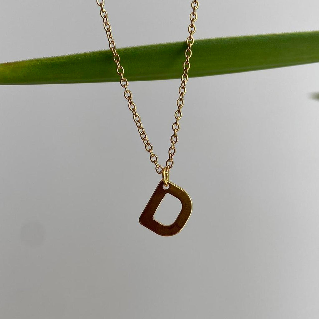 Gold Letter D Initial Pendant Chain Necklace 18 - Image 2