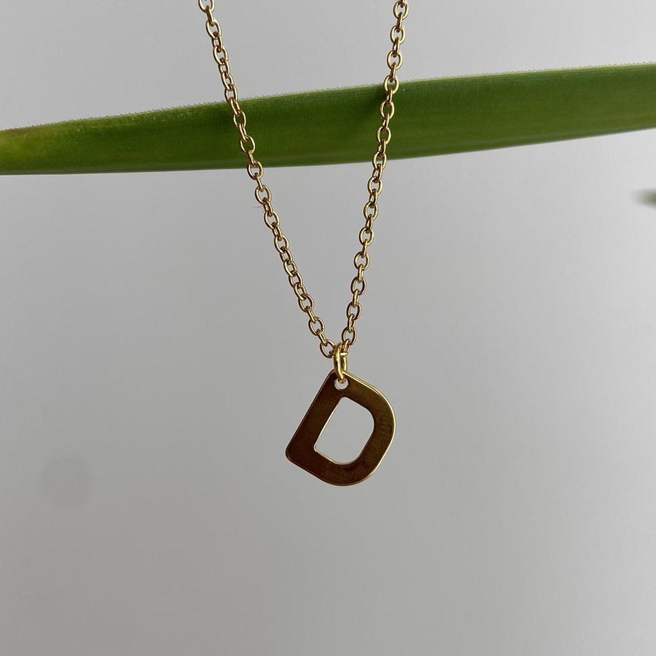 Gold Letter D Initial Pendant Chain Necklace 18 - Image 2