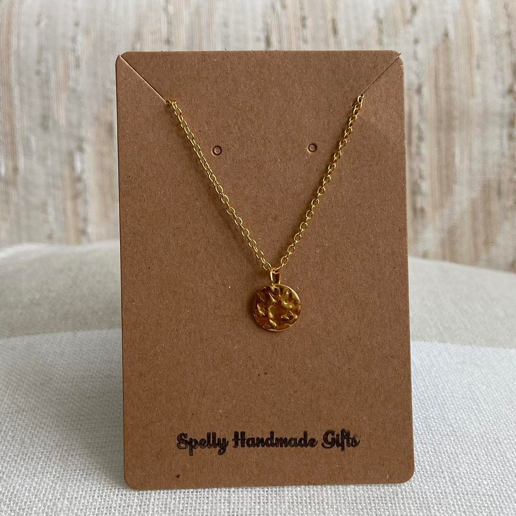 Small Gold Hammered Circle Pendant Chain - Image 4