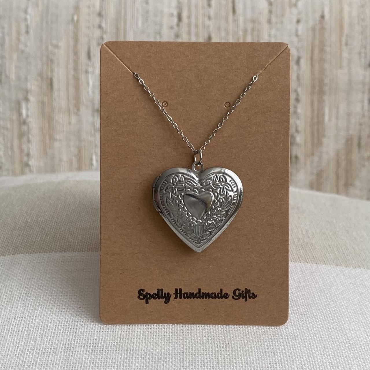 Silver Heart Locket Pendant Chain Necklace 100 - Image 3
