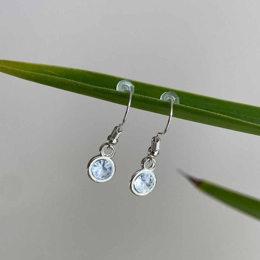 Crystal Clear Gem Dangle Earrings Silver Accents - Image 4