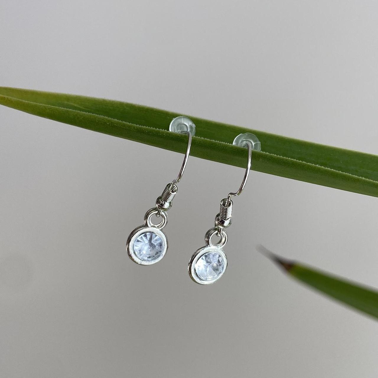 Crystal Clear Gem Dangle Earrings Silver Accents - Image 4