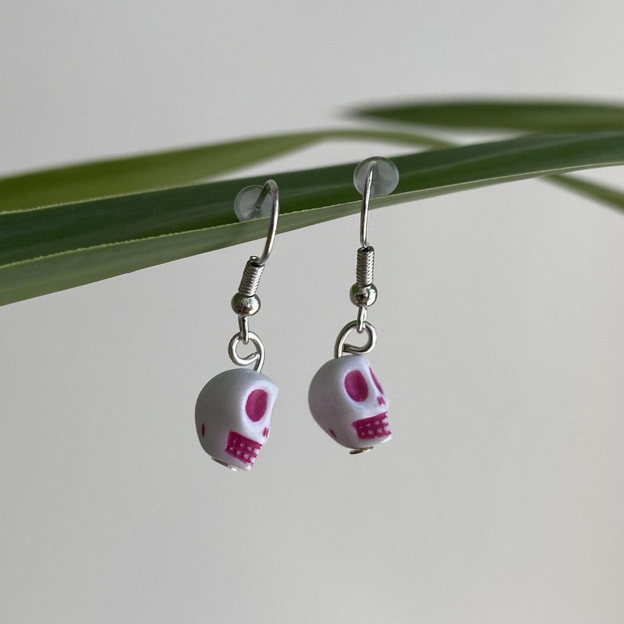 Cinco De Mayo White And Dark Pink Skull Dangle - Image 5