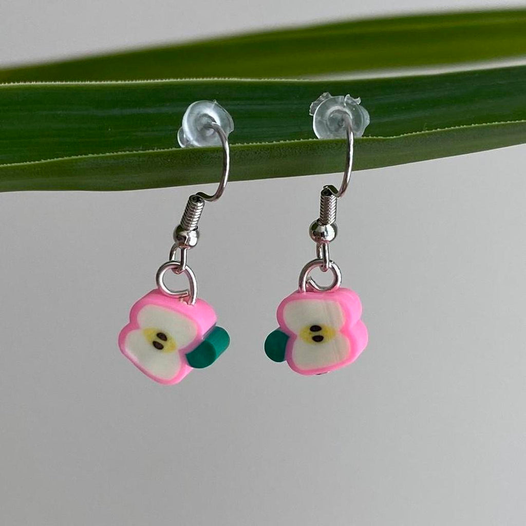 Light Pink Sliced Apple Fruit Polymer Clay Dangle