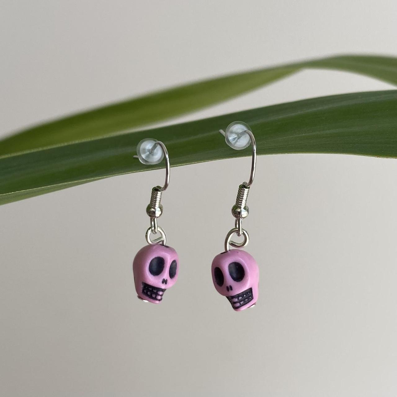 Cinco De Mayo Light Pink And Black Skull Dangle - Image 4