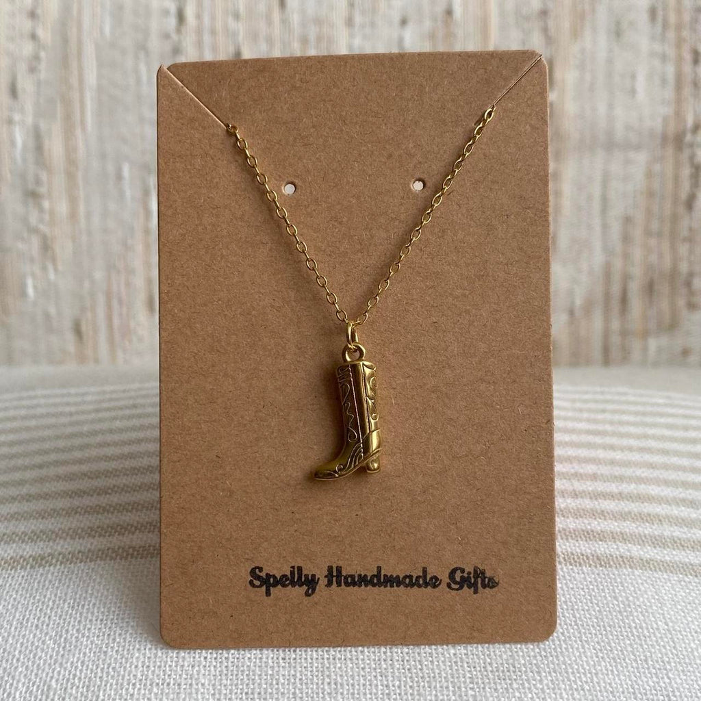 Gold Cowgirl Boot Pendant Chain Necklace Also - Image 3